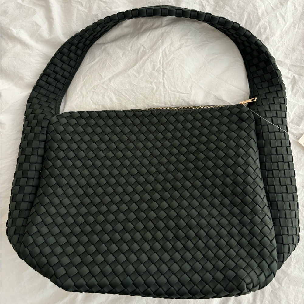 Anthropologie neoprene green purse NWT